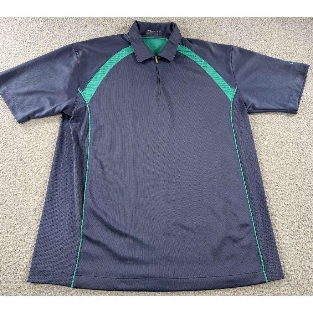 Nike Golf Shirt Mens XL Blue Short Sleeve Quarter Zip Athleisure Performance